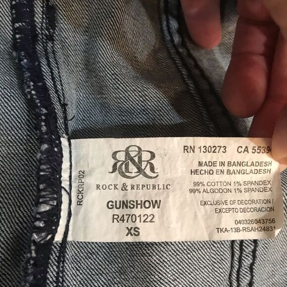Rock & Republic Gunshow Stars Denim Vest Blue Sz XS - Picture 13 of 16